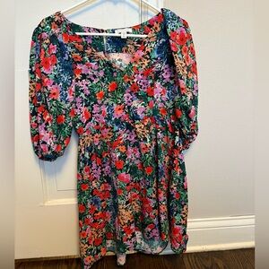 Topshop Multicolor Floral V-Neck Dress
